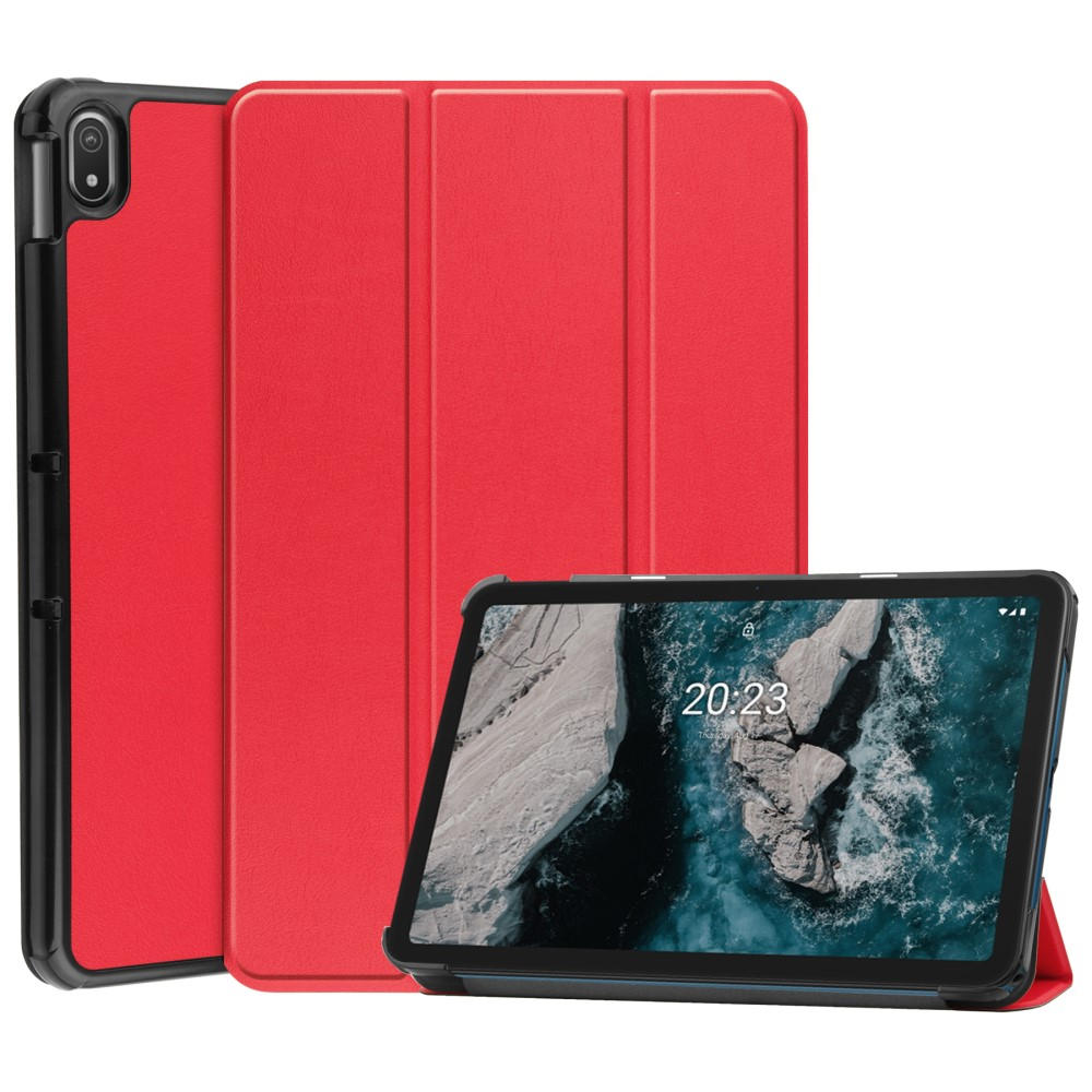 Nokia T20 Læder Tri-fold Cover Rød