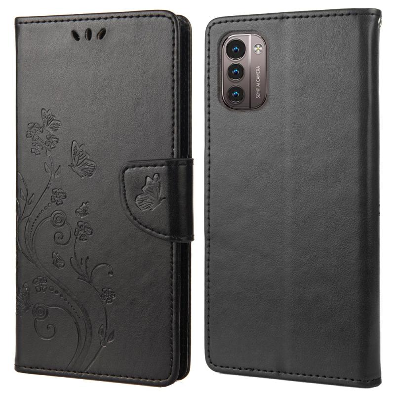 Nokia G11 G21 Læder Cover   Pung Printet Design Sort