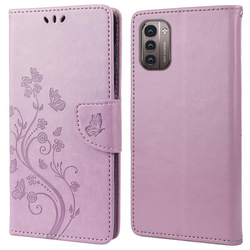 Nokia G11 G21 Læder Cover   Pung Printet Design Lys Lilla