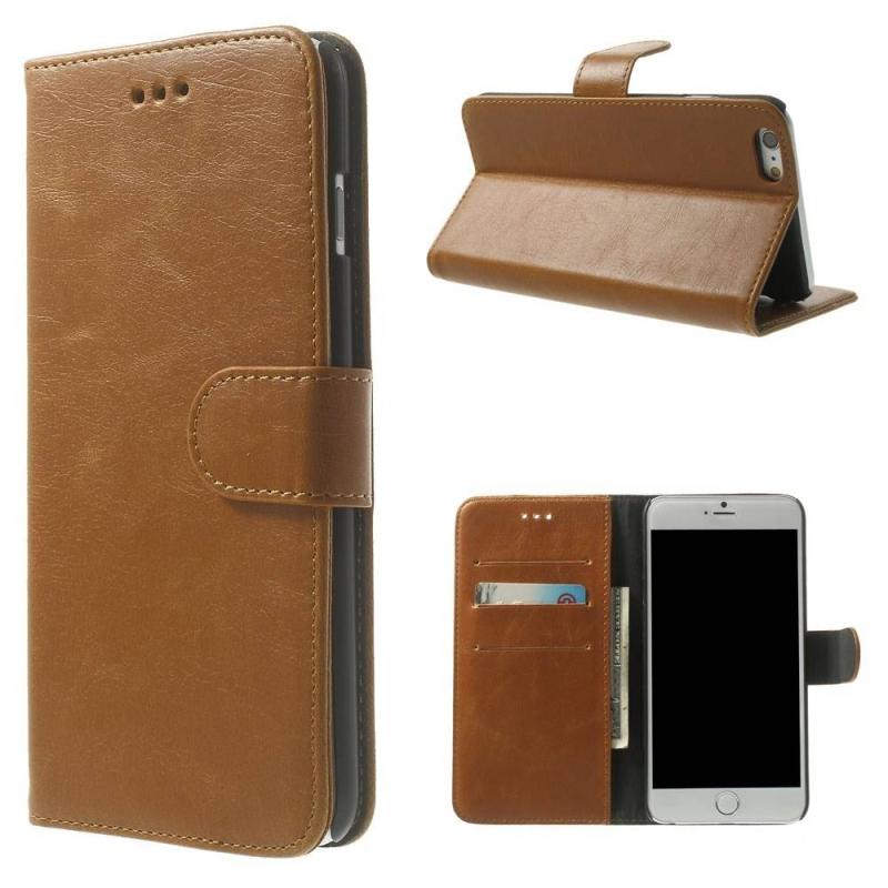Iphone 6s Plus     Plus Retro Læder Cover   Pung Brun