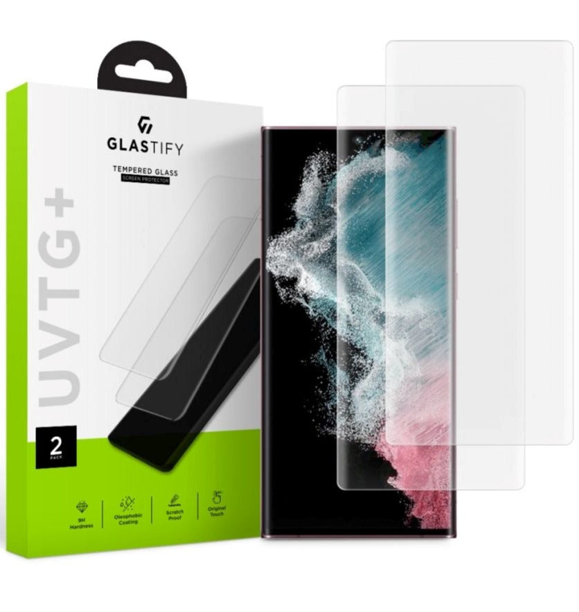 Glastify Samsung Galaxy S22 Ultra   Skærmbeskyttelse   Stk  Case Friendly Gennemsigtig