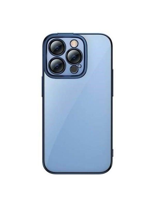 Baseus Glitter Transparent Case And Tempered Glass Set For Iphone 14 Pro  Blue