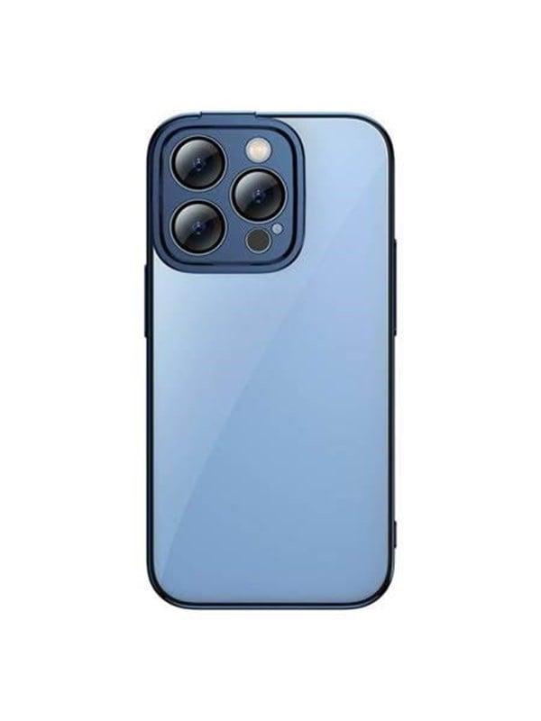 Baseus Glitter Transparent Case And Tempered Glass Set For Iphone 14 Pro Max  Blue
