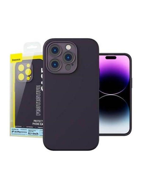 Baseus Liquid Silica Gel Case For Iphone 14 Pro  Elderberry  Tempered Glass   Cleaning Kit