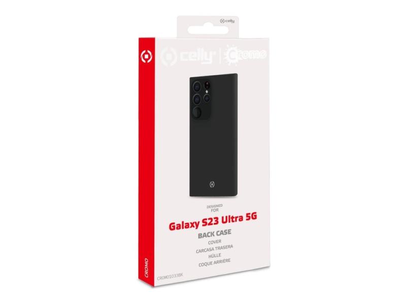 Celly Cromo Bagsidecover Til Mobiltelefon Termoplastisk Polyuretan  Tpu  Silikonebelægning Sort For Samsung Galaxy S23 Ultra