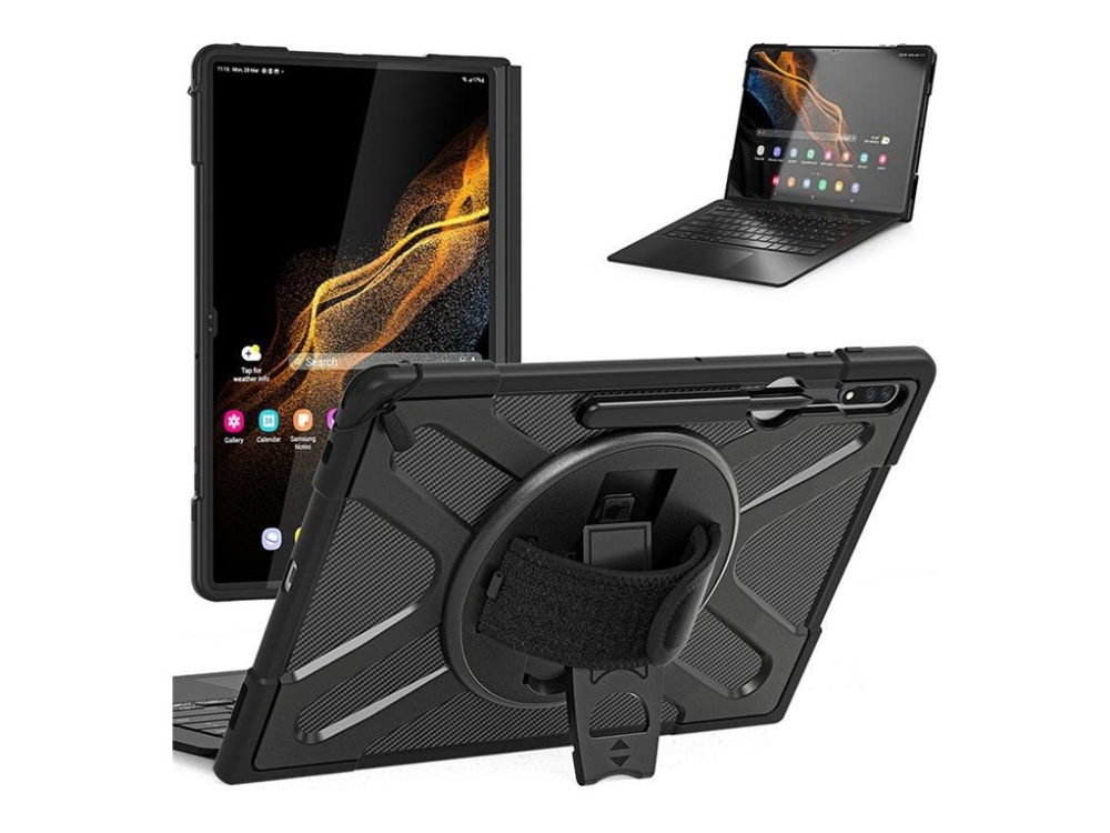 Estuff Atlanta Bagsidecover Til Tablet Grov Polykarbonat  Termoplastisk Polyuretan  Tpu  Sort For Samsung Galaxy Tab S8 Ultra