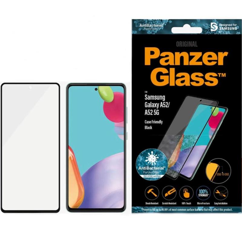 Samsung Galaxy A52 4g   5g Panzerglass Antibacterial Edge- -edge Case Friendly Skærmbeskyttelse Sort Kant