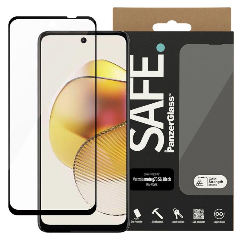 Motorola Moto G73 Safe   Panzerglassâ  Ultra-wide Fit Skærmbeskyttelsesglas Case Friendly Gold Strength Gennemsigtig