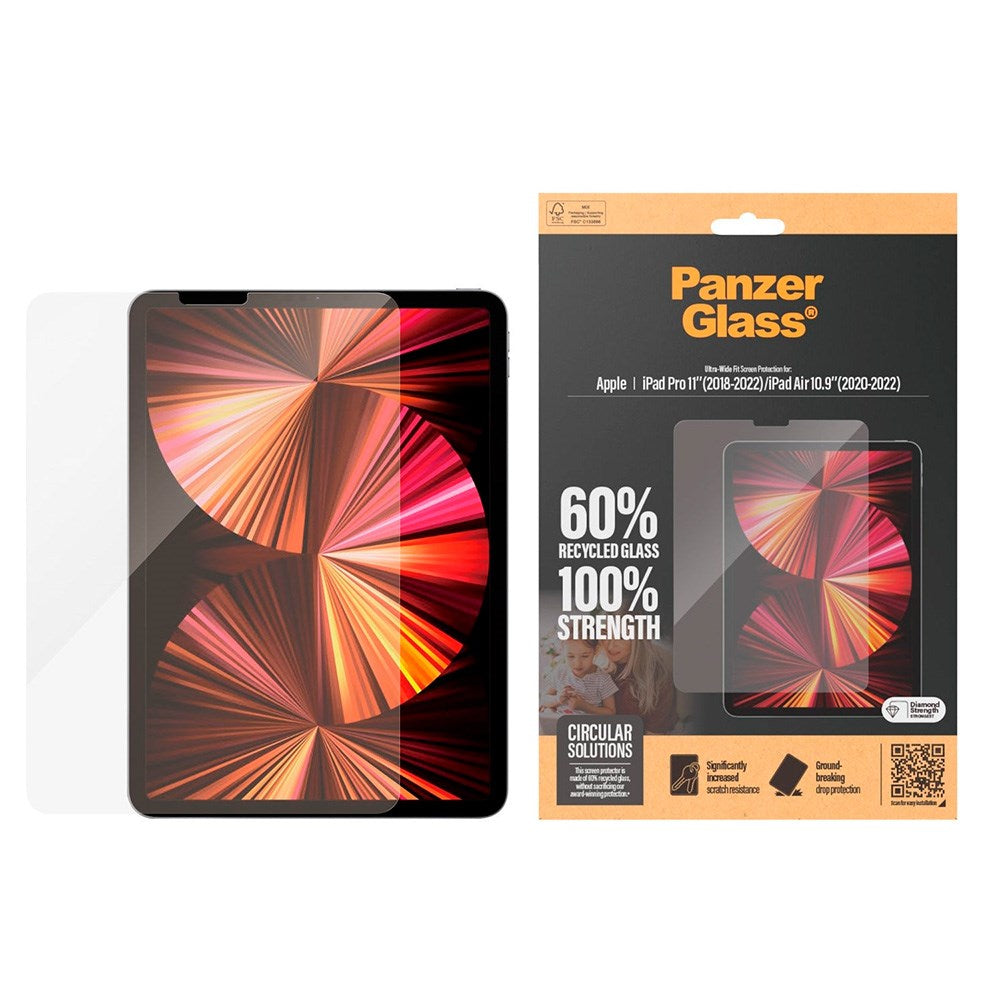 Apple Ipad Pro 11 Quot   2022 2021 2020 2018    Apple Ipad Air 10   Quot   2022 2020  Panzerglass Ultra-wide Fit Hærdet Glas Skærmbeskyttelse Gennemsigtig