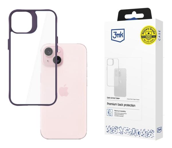 3mk Satin Armor Case  Cover  Apple  Iphone 15  15           Lilla  Transparent