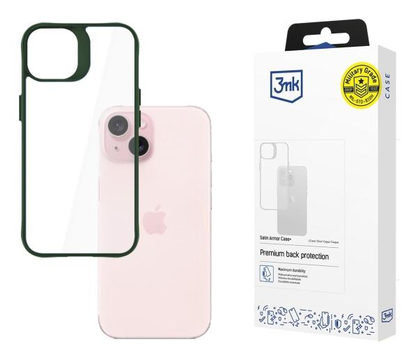 3mk Satin Armor Case  Cover  Apple  Iphone 15  15           Grøn  Transparent