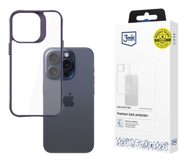 3mk Satin Armor Case  Cover  Apple  Iphone 15 Pro Max  17         Lilla  Transparent