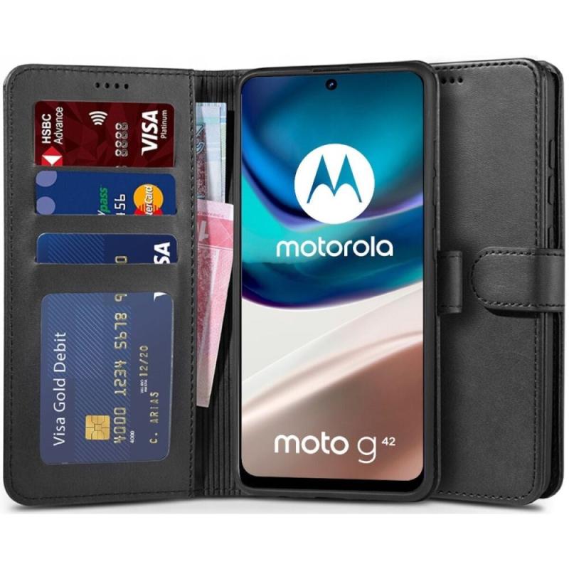 Motorola Moto G42 Tech-protect Flip Wallet    Pung   Ståfunktion Sort