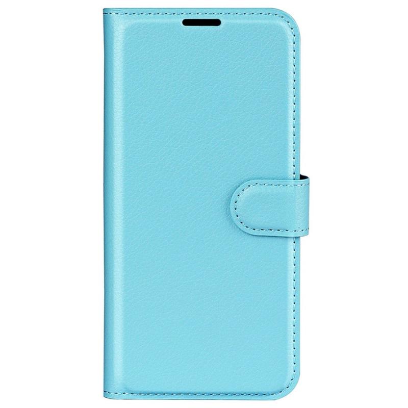 Motorola Moto G42 Litchi Læder Flip Cover    Pung Blå