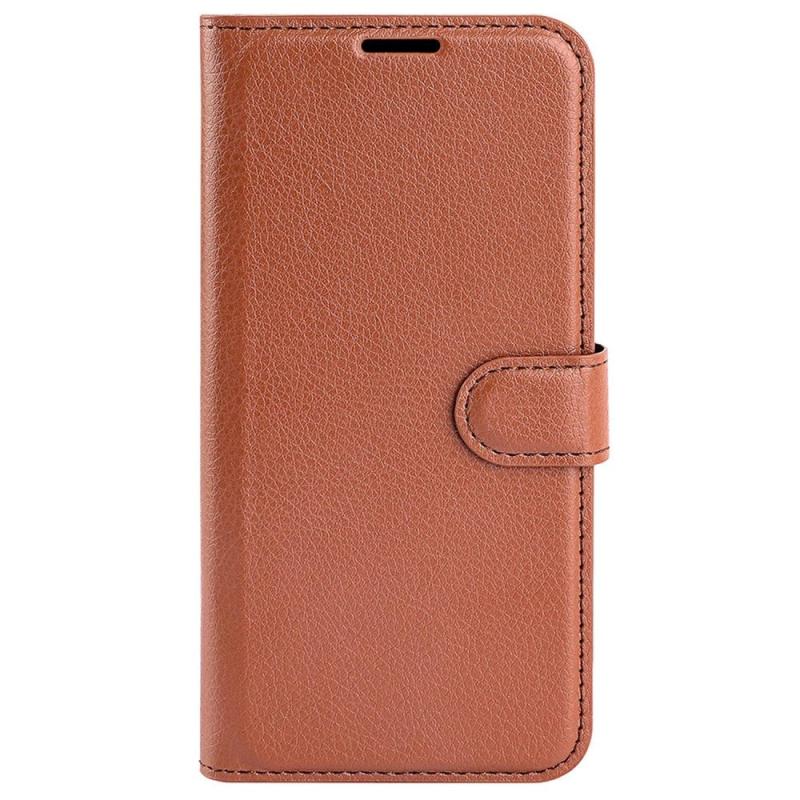 Motorola Moto G42 Litchi Læder Flip Cover    Pung Brun