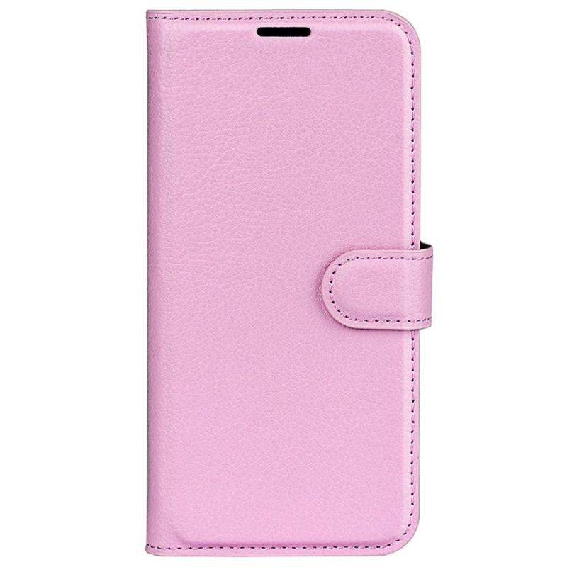 Motorola Moto G42 Litchi Læder Flip Cover    Pung Lyserød