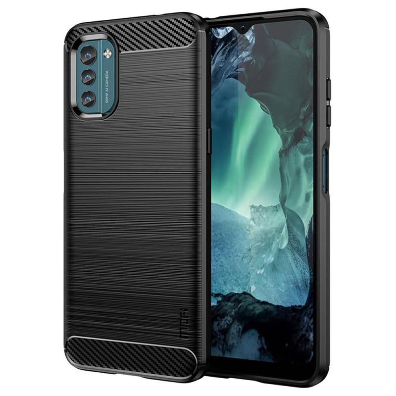 Nokia G11   G21 Mofi Gummi Cover   Børstet Design Sort