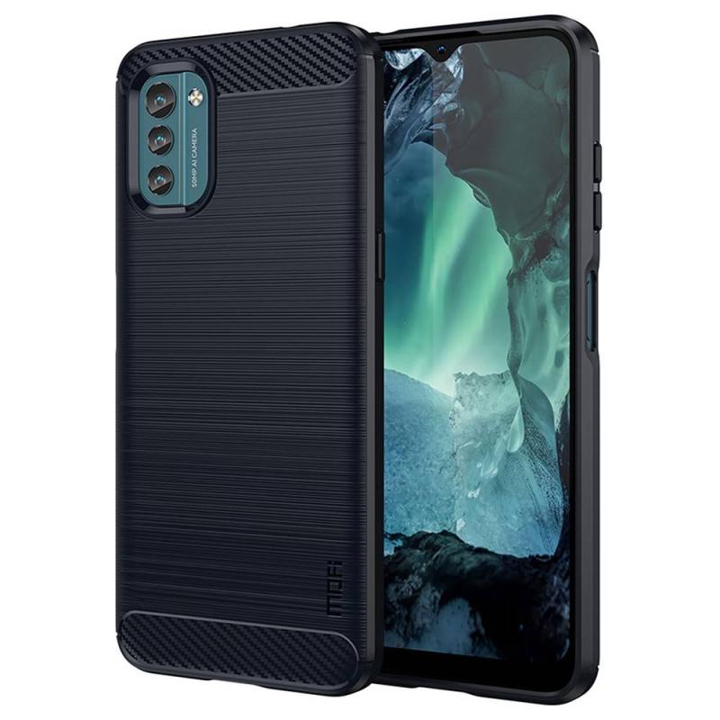 Nokia G11   G21 Mofi Gummi Cover   Børstet Design Blå