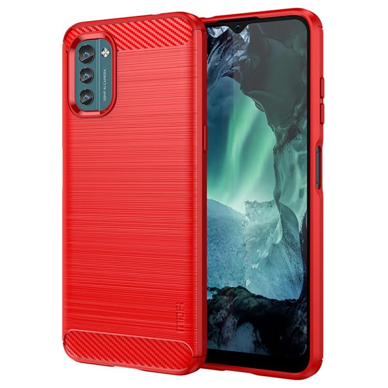 Nokia G11   G21 Mofi Gummi Cover   Børstet Design Rød