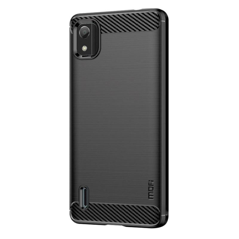 Nokia C2 2nd Edition Mofi Brushed Carbon Fiber Fleksibelt Plastik Bagside Cover Sort