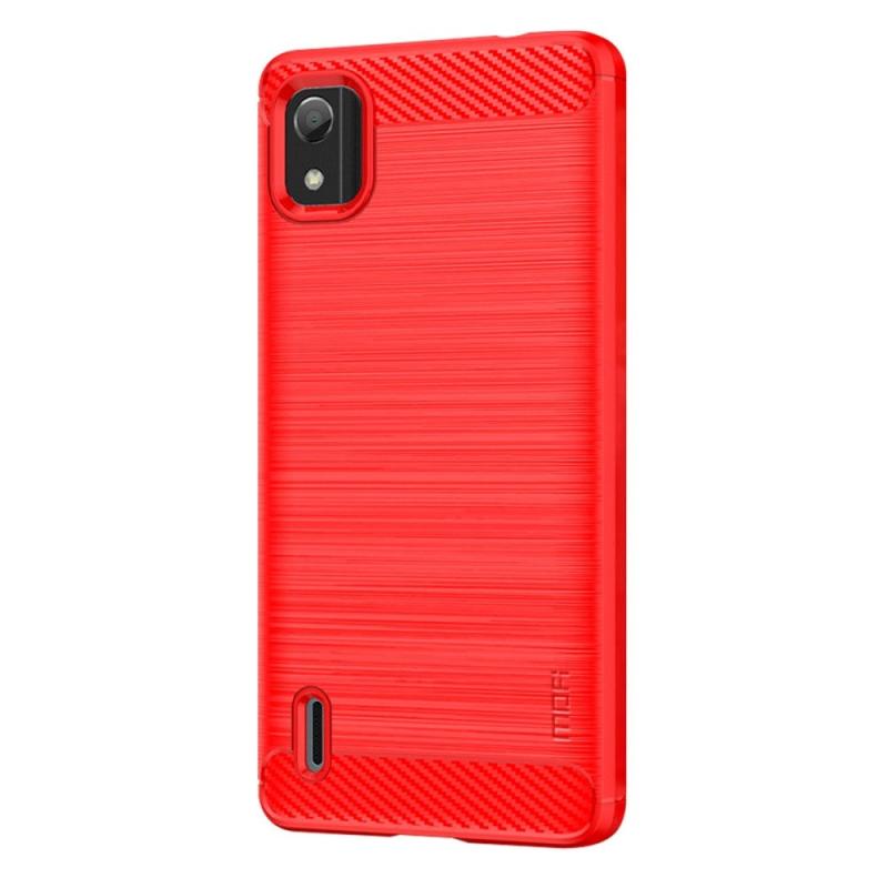 Nokia C2 2nd Edition Mofi Brushed Carbon Fiber Fleksibelt Plastik Bagside Cover Rød