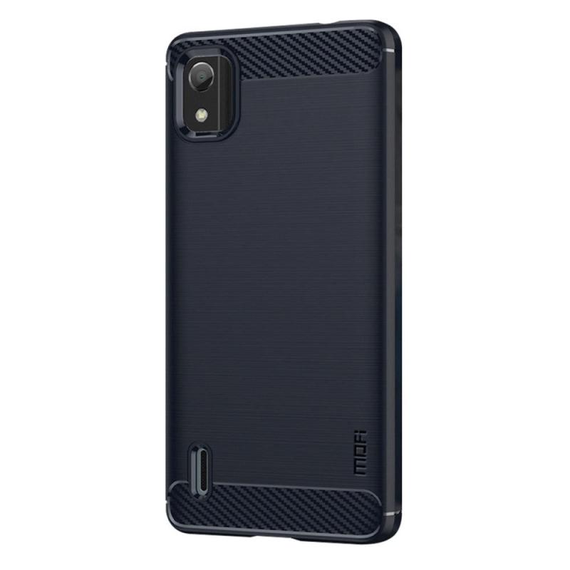 Nokia C2 2nd Edition Mofi Brushed Carbon Fiber Fleksibelt Plastik Bagside Cover Blå
