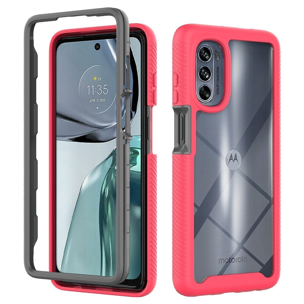 Motorola Moto G62 Håndværker Bagside Cover    Gennemsigtig Bagside Rød