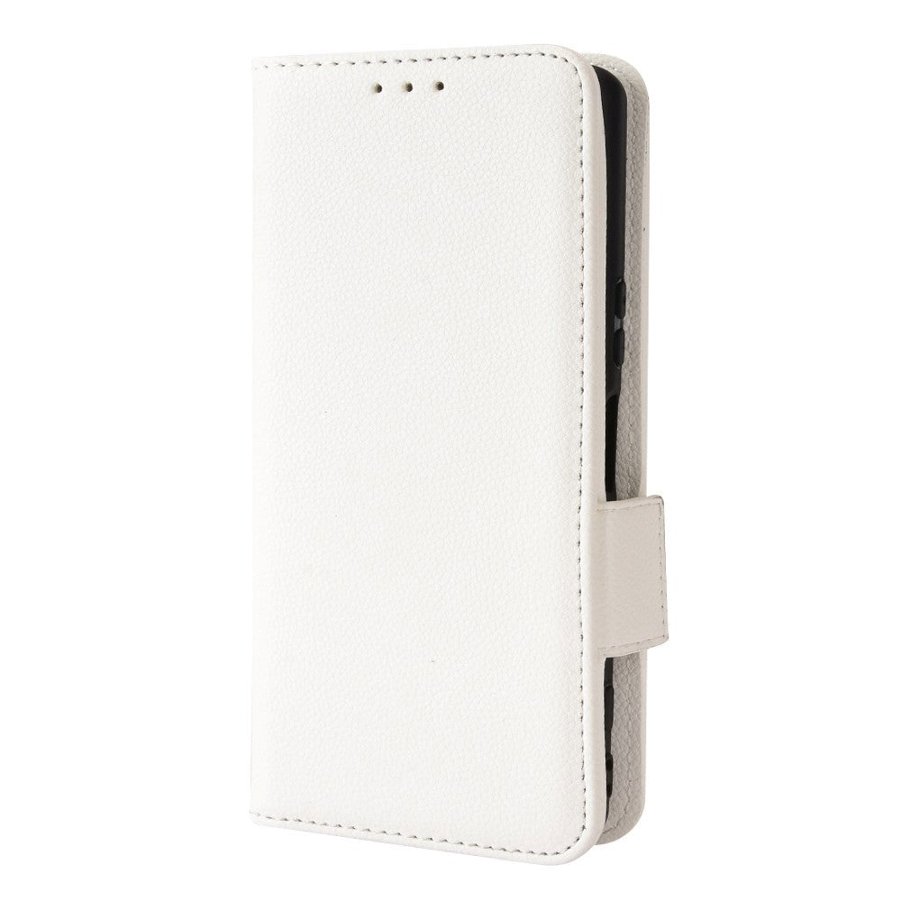 Sony Xperia       Litchi Læder Flip Cover    Pung Hvid