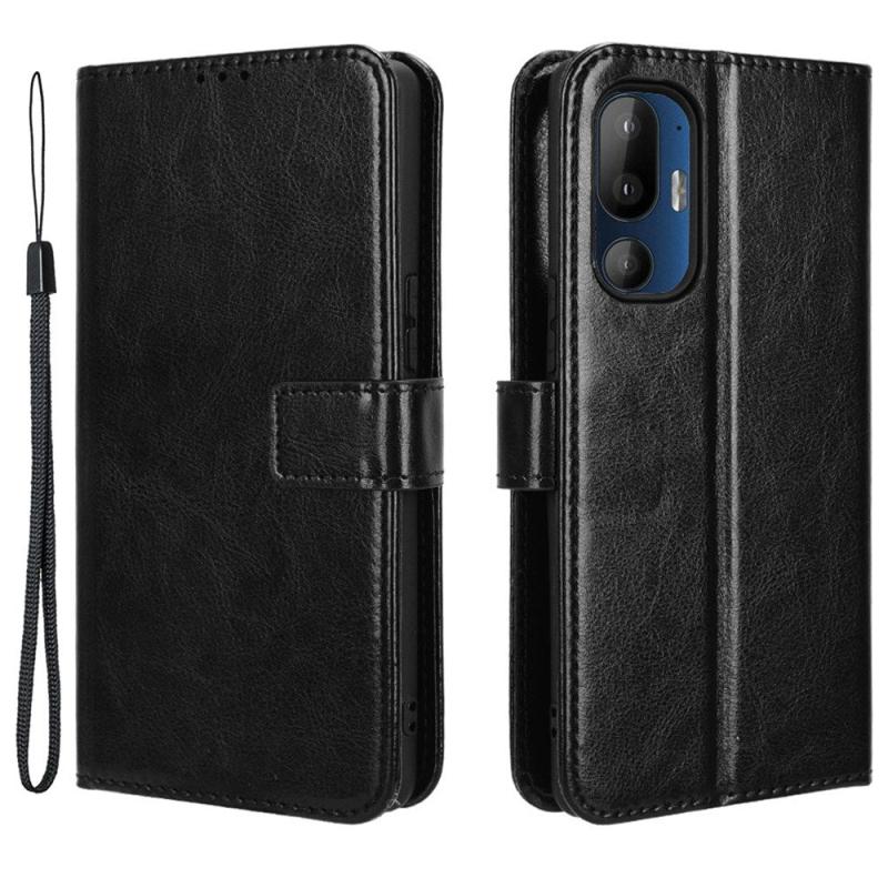 Htc U24 Pro  5g  Eiderwood Blankt Læder Cover    Pung   Strop Sort