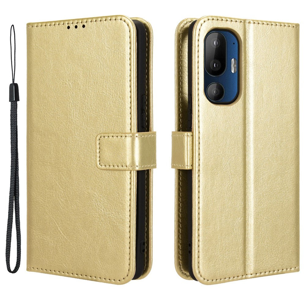 Htc U24 Pro  5g  Eiderwood Blankt Læder Cover    Pung   Strop Guld