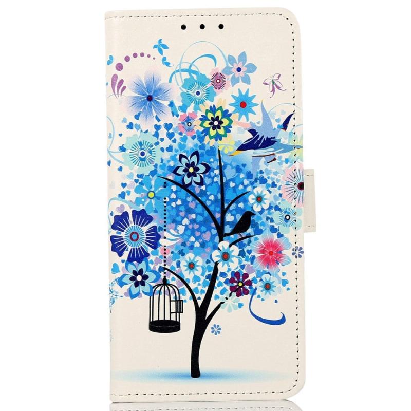 Sony Xperia     Læder Flip Cover    Pung Blå Træ