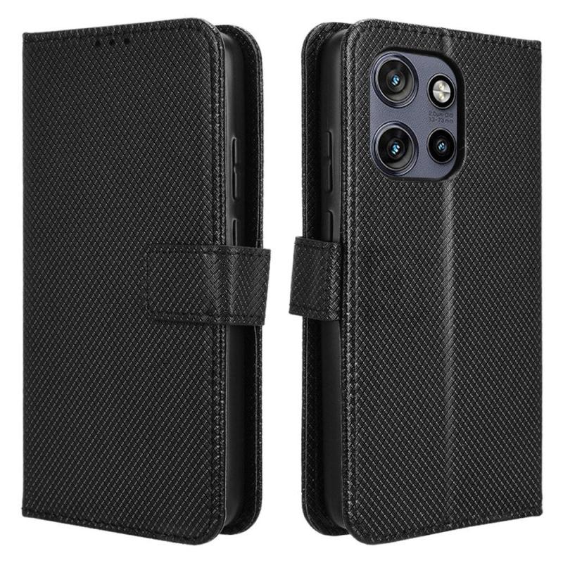 Motorola Edge 50 Neo  5g Moto S50  5g Thinkphone 25  5g  Eiderwood Vegansk Læder Flip Cover    Diamant Tekstur Sort