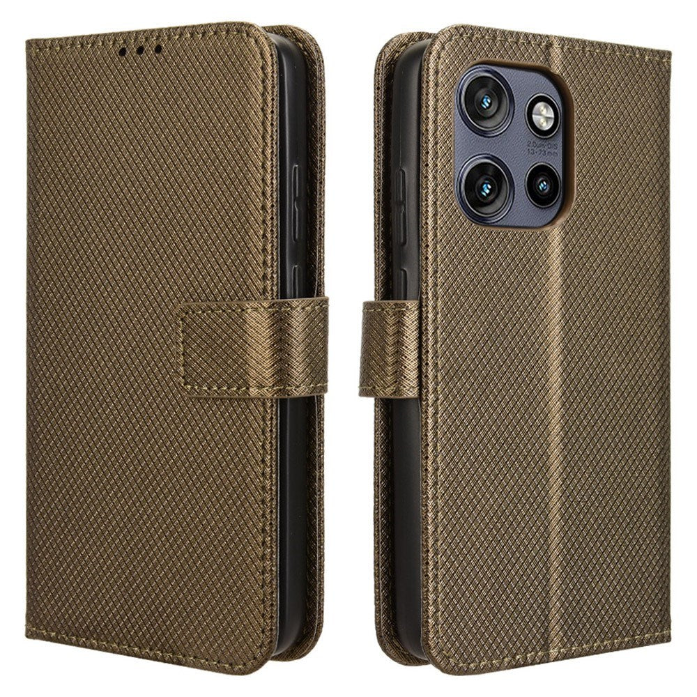 Motorola Edge 50 Neo  5g Moto S50  5g Thinkphone 25  5g  Eiderwood Vegansk Læder Flip Cover    Diamant Tekstur Brun
