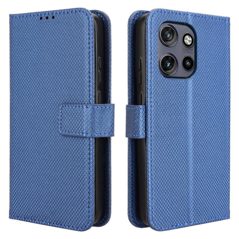 Motorola Edge 50 Neo  5g Moto S50  5g Thinkphone 25  5g  Eiderwood Vegansk Læder Flip Cover    Diamant Tekstur Blå