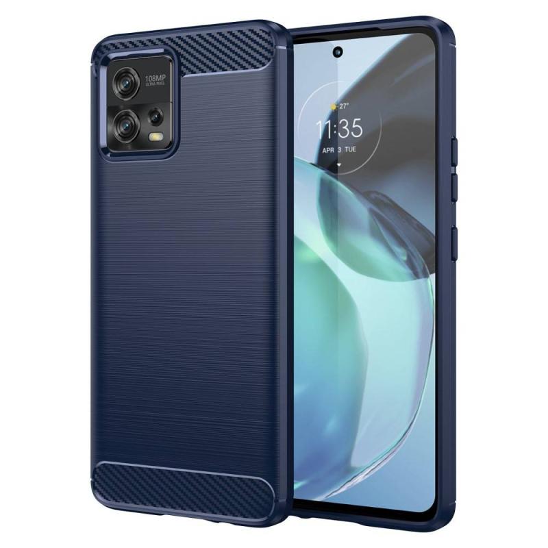 Motorola Moto G72 4g Gummi Cover Børstet Design Blå
