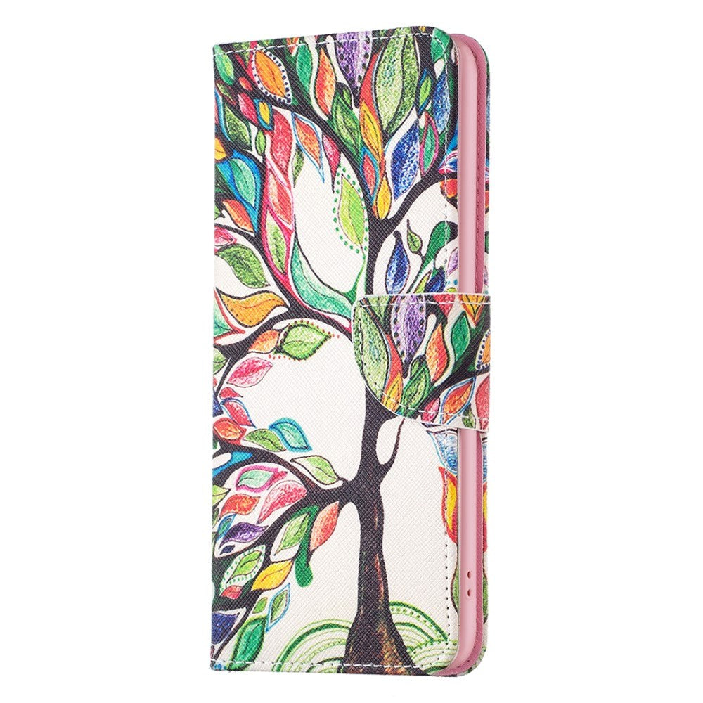 Nokia X30 Læder Flip Cover    Pung   Print Farverigt Træ