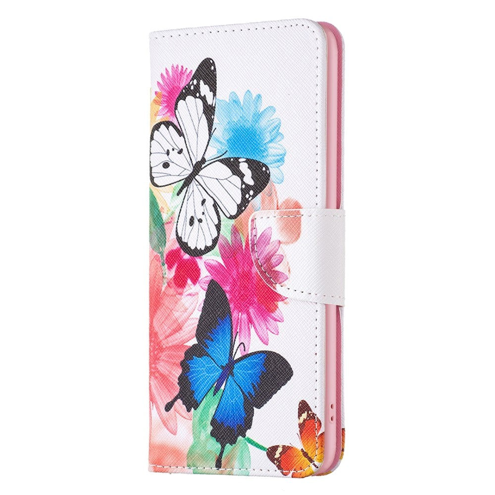 Nokia X30 Læder Flip Cover    Pung   Print Sommerfugle   Blomster