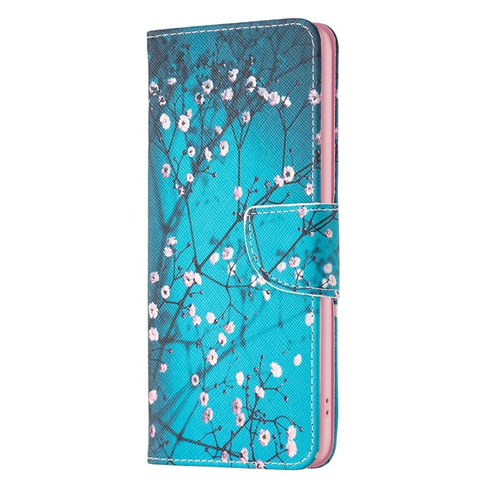 Nokia X30 Læder Flip Cover    Pung   Print Træ Med Blomster
