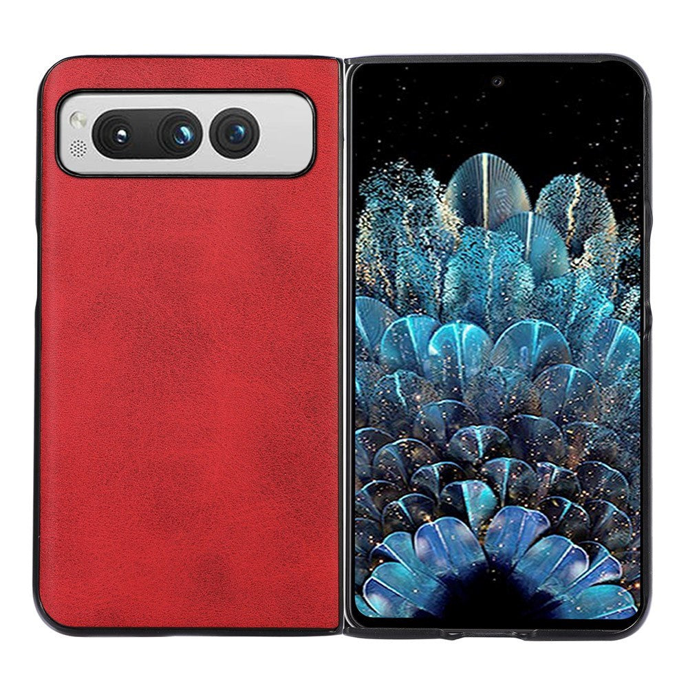 Google Pixel Fold Læderbelagt Plastik Bagside Cover Rød