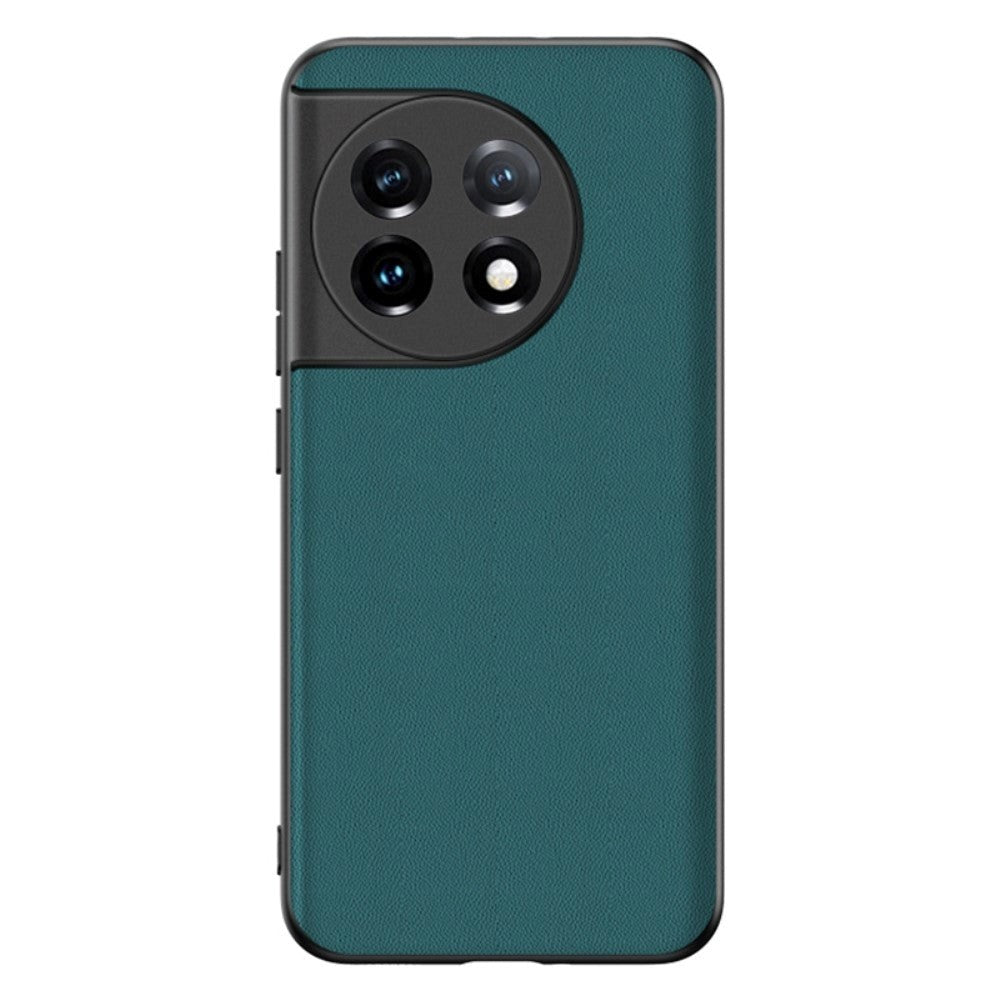 One Plus 11 Tpu Carbon   Imiteret Læder Cover Grøn