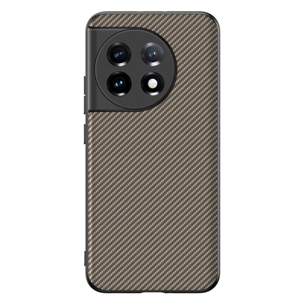 One Plus 11 Tpu Carbon   Imiteret Læder Cover Gull