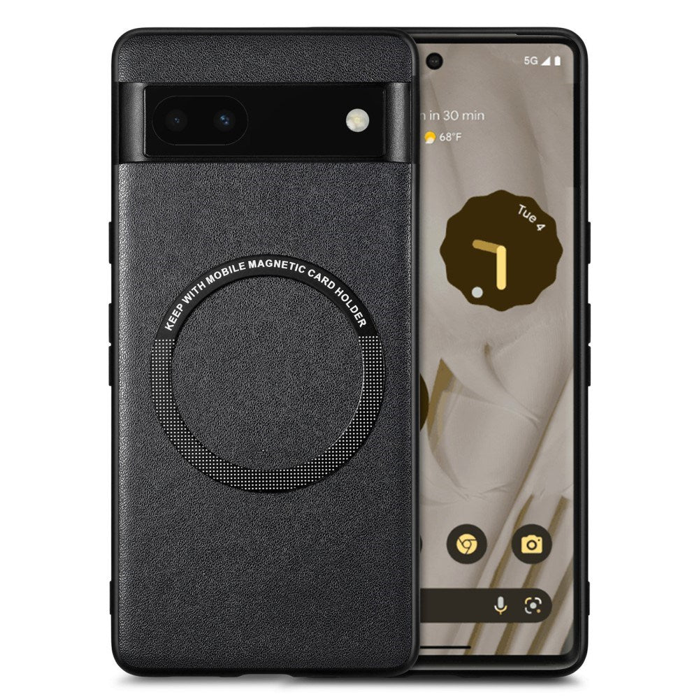 Eiderwood Google Pixel 6a Vegansk Læderbelagt Bagside Cover Magsafe Kompatibel Sort