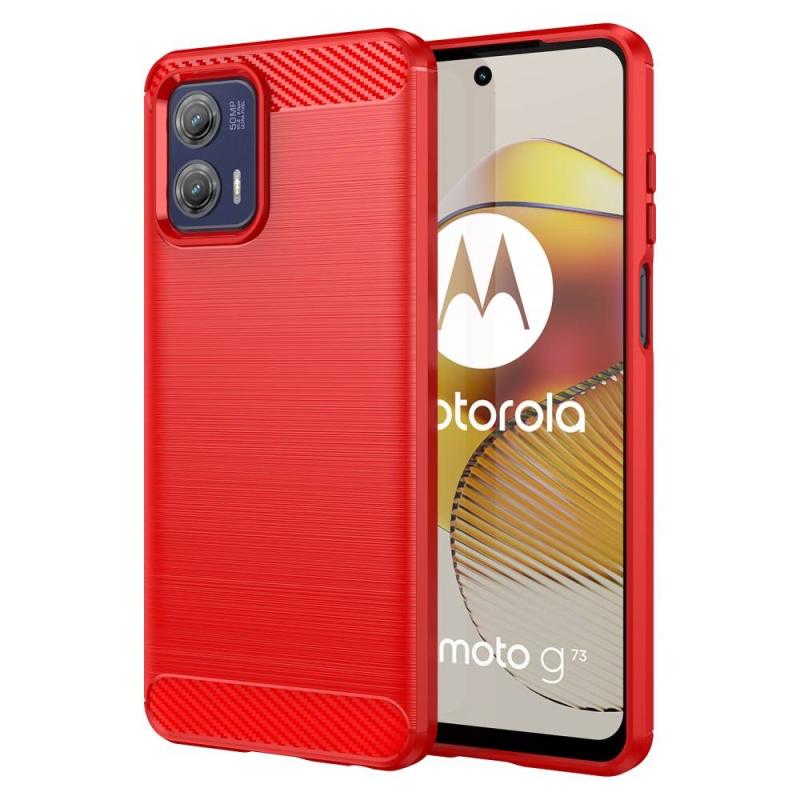 Motorola Moto G73 5g Gummi Cover Børstet Design Rød