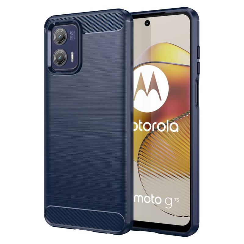 Motorola Moto G73 5g Gummi Cover Børstet Design Blå