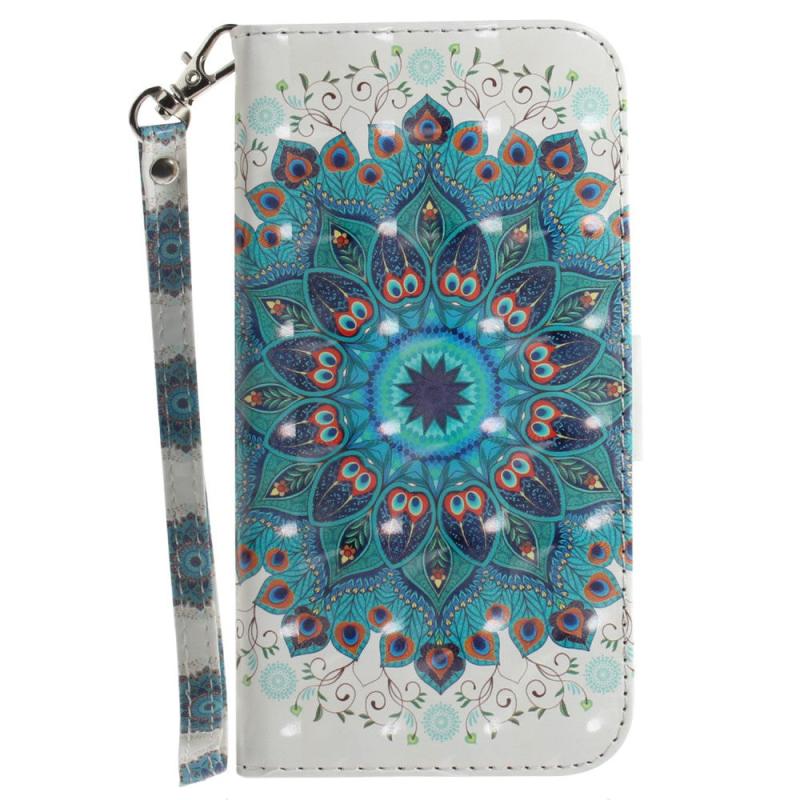 Sony Xperia     Læder Flip Cover    Print Påfugl Krans