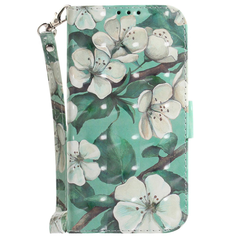 Sony Xperia     Læder Flip Cover    Print Hvide Blomster