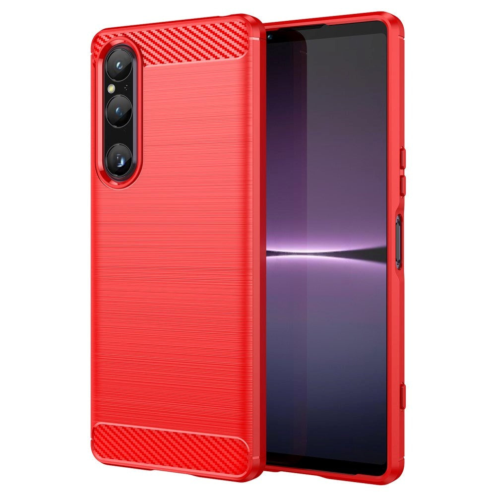 Sony Xperia     Brushed Carbon Bagside Cover Rød