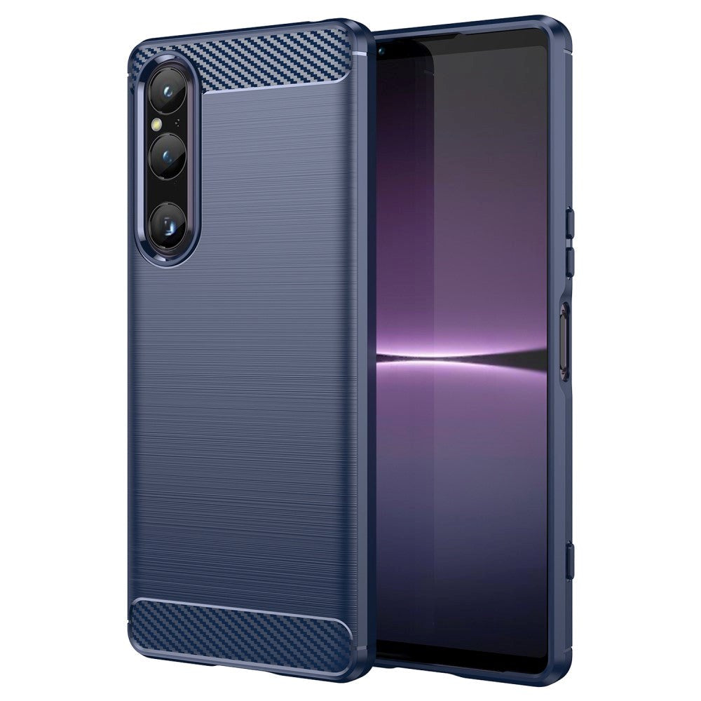 Sony Xperia     Brushed Carbon Bagside Cover Blå