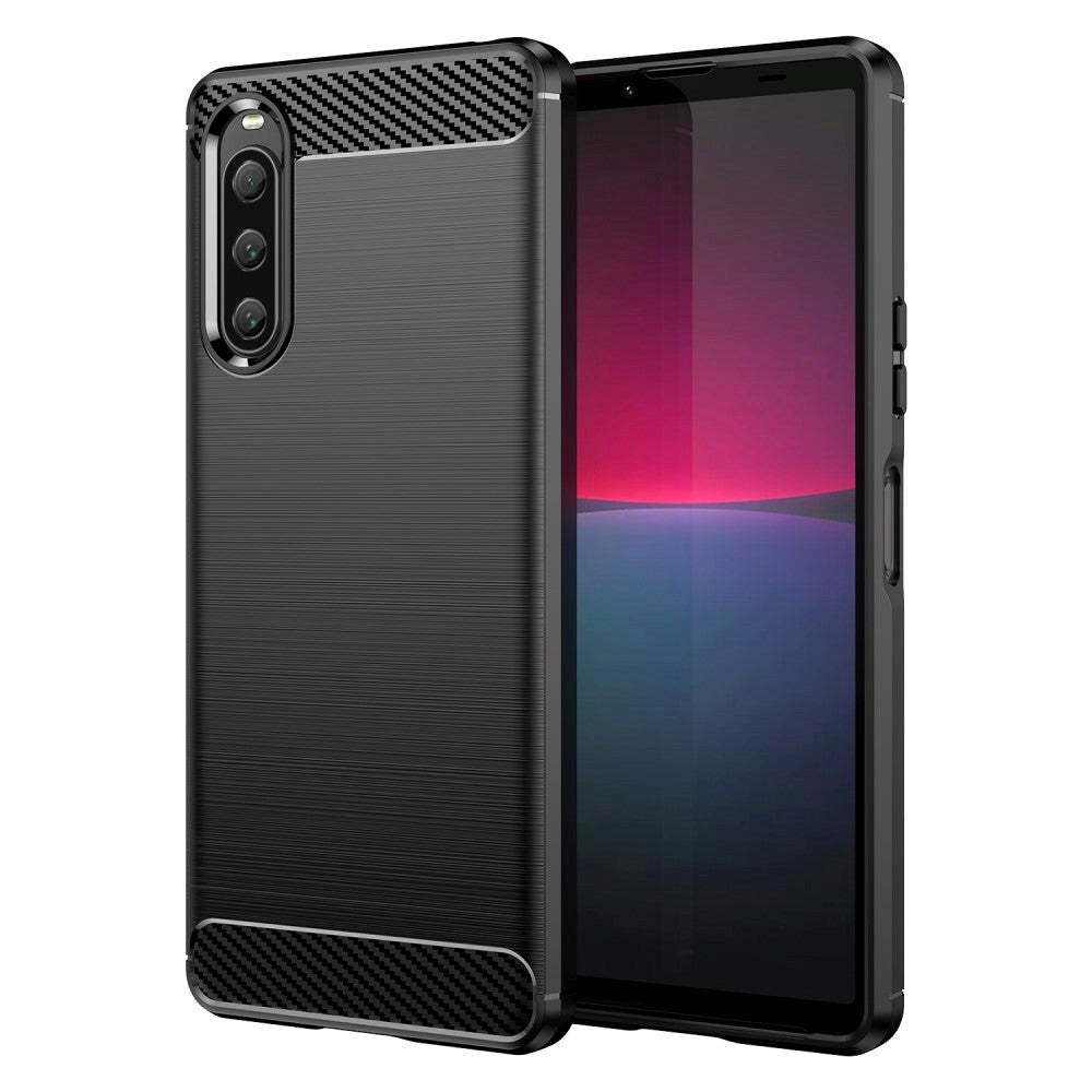 Sony Xperia 10   Brushed Carbon Bagside Cover Sort