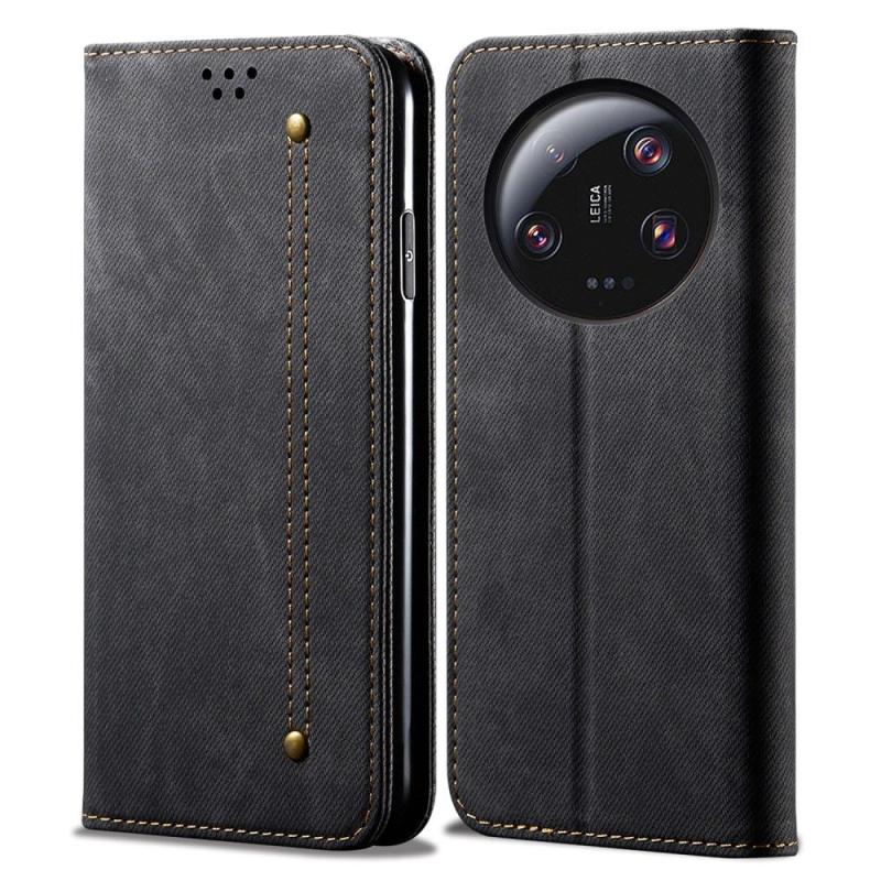 Xiaomi 13 Ultra Flip Jeans Læder Cover Sort